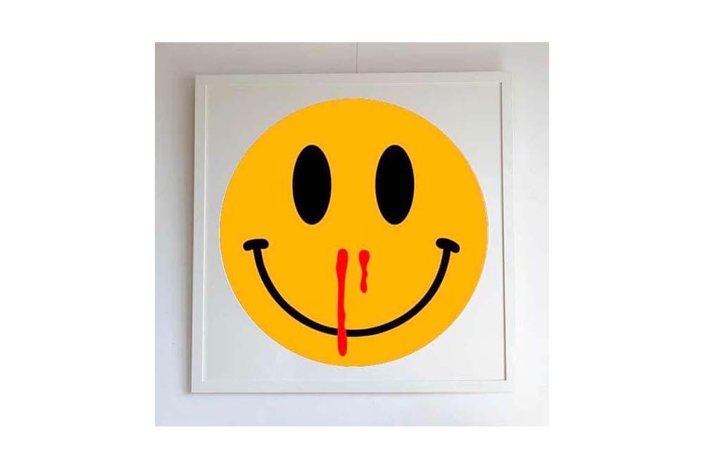 スマイリーフェイス アート サイン入り Banksyが得意なスマイルフェイスをMADSAKIはこのように表現 ー
