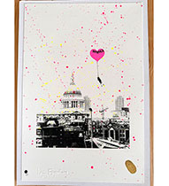 Girl with Heart Balloon (Pink&Yellow Splatter)