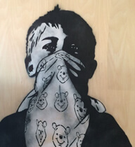 DOLK、世界に3枚しかないオリジナル作品『Teddy Riot on ウッド
